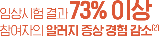 임상시험 결과 73% 이상 참여자의 알러지 증상 경험 감소(2)